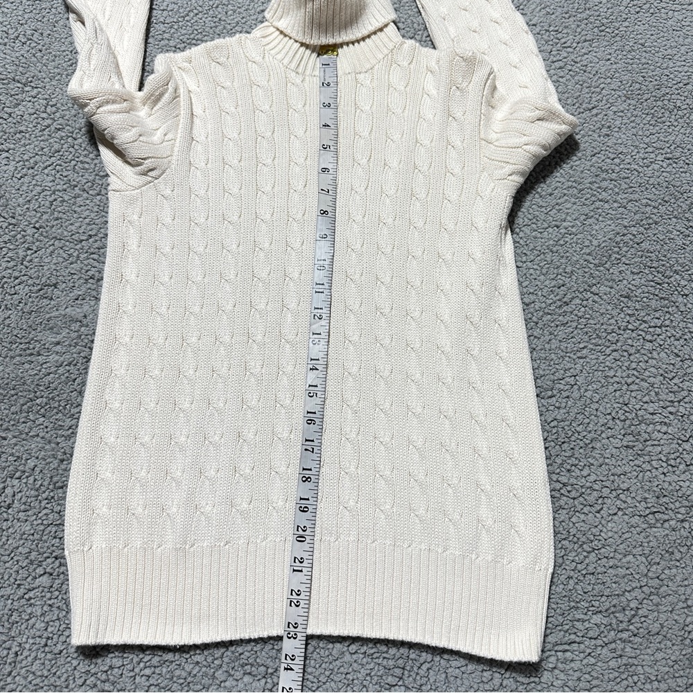 👉 Ralph Lauren Sport Women’s Cable Knit Turtleneck Sweater Cream 100% Cotton XL - Picture 8 of 8